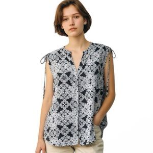 Worthington Petite Lace Print Sleeveless Blouse PL